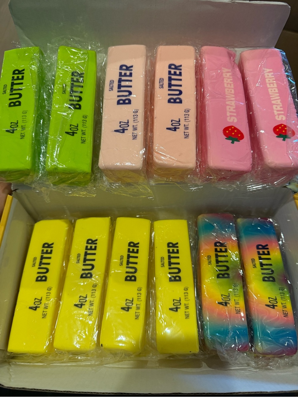 Butter Squishy - Yellow, Pink, Lime, Strawberry, Rainbow